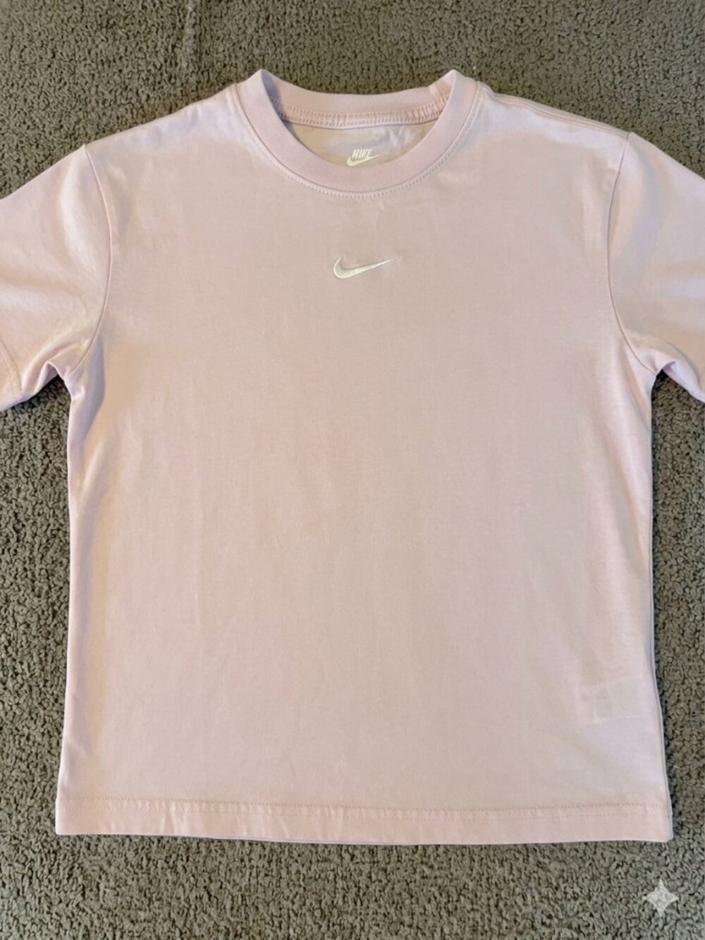 Nike Center Swoosh Pastel Pink Tie Dye Loose Fit Cropped Tee Size YM